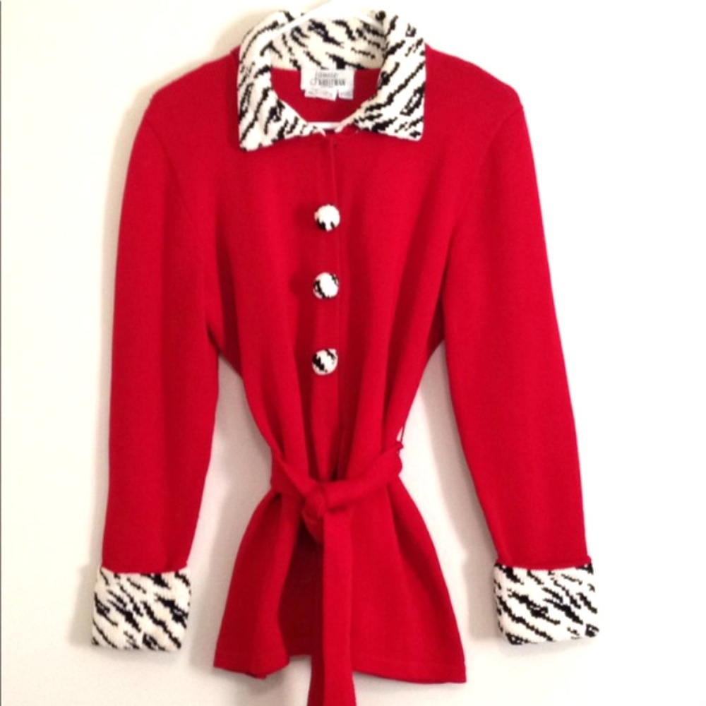 Jamie Kreitman belted red cardigan sweater sz M